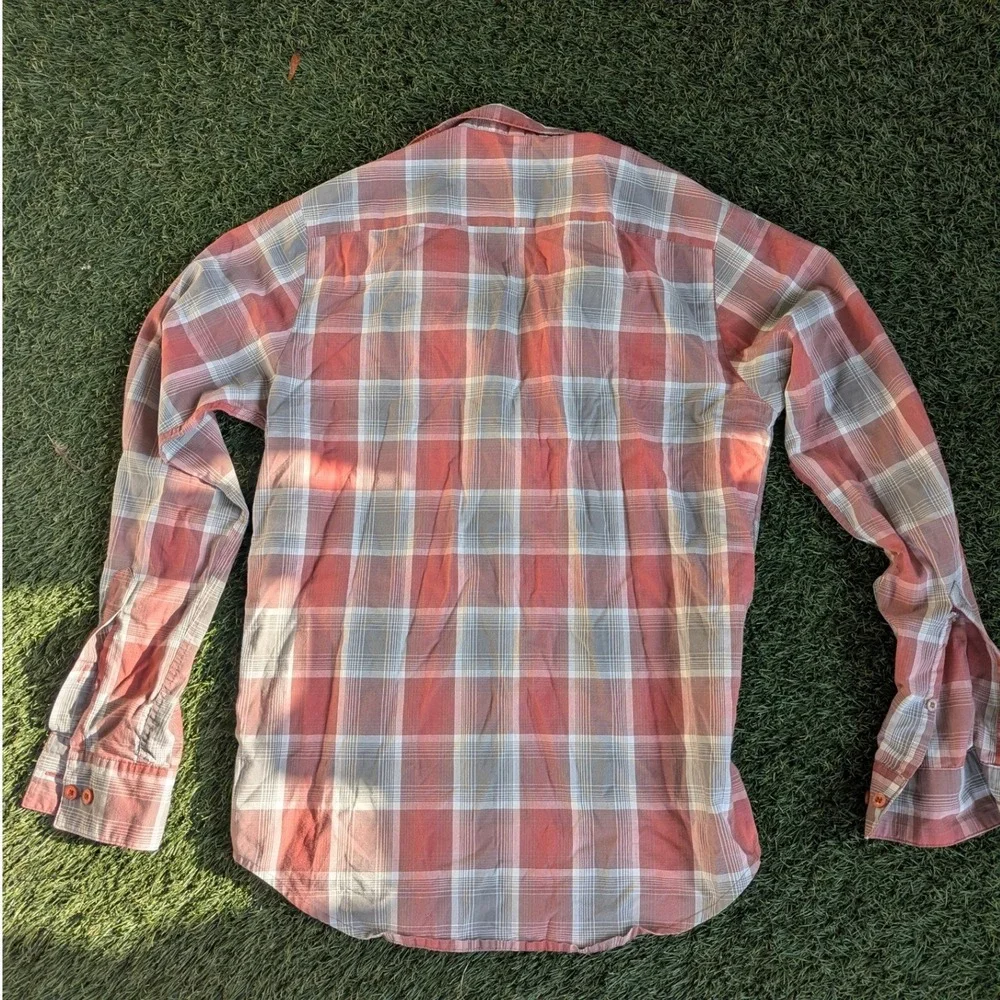 RVCA Mens Long Sleeve Plaid Button Down Shirt Red Grey S Cotton Poly Skate Surf - Picture 6 of 6